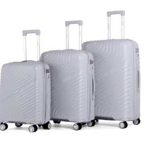 סט 3 מזוודות קשיחות בלתי שבירות PP דגם STAMFORD מבית המותג היוקרתי POLO CLUB - אפור