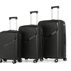 סט 3 מזוודות קשיחות בלתי שבירות PP דגם STAMFORD מבית המותג היוקרתי POLO CLUB - שחור