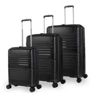 סט מזוודות קשיחות 100% פוליפרופילן אחריות נגד שבר מבית המותג האנגלי SLAZENGER דגם SPIRIT - שחור