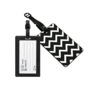 זוג תגי שם למזוודה - שחור לבן גלים