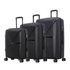 סט מזוודות קשיחות איכותיות בלתי שבירות PP דגם LYNX מבית המותג GIPRO JAPAN - שחור